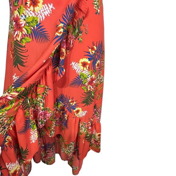 kaiya floral ruffle wrap high low dress Size L - Picture 4 of 8